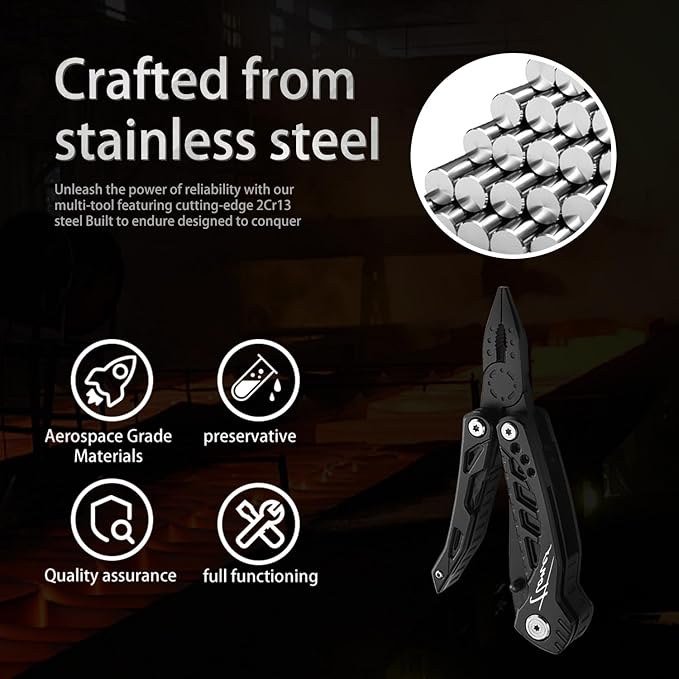 IRAKILIS Series 11-P Pocket Size Multitool with Premium Stainless Steel Short Dagger, Hidden Pliers, Black Luxury Gift Box