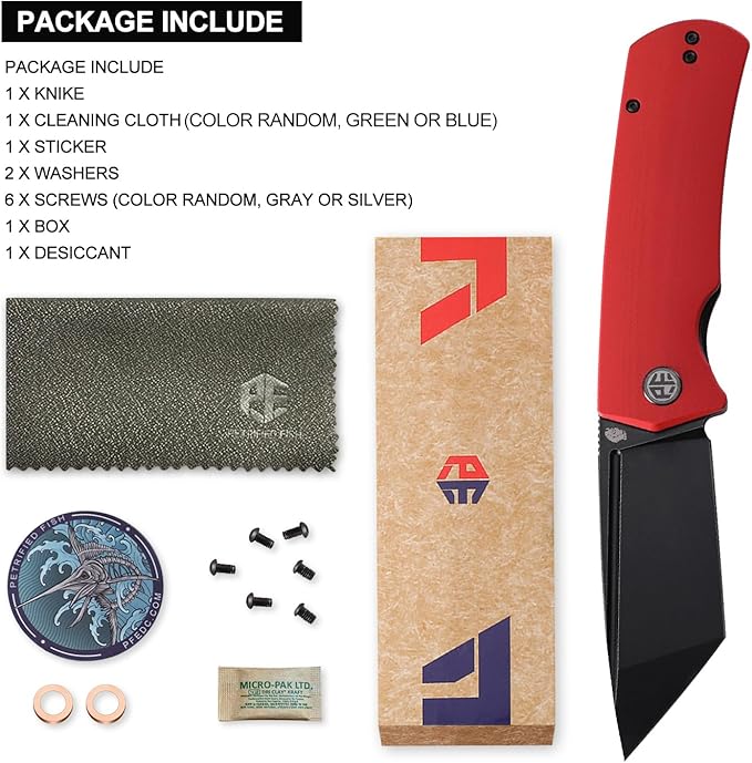 Petrified fish PFP01T Beluga,3.58" K110 Stonewashed Blade, 170g G10 Handle Front Flipper Liner lock Folding knife (Red G10, Black Stonewashed)