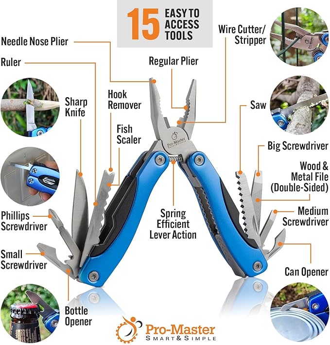 Multi Tool Pocket Knife Set 15 in 1 - The Ultimate Father’s Day Gift! Perfect Multitool for Men, Dad, Boyfriend, Scout - Practical, Versatile tool for Fathers Day, Birthdays and Graduations, 3 pack