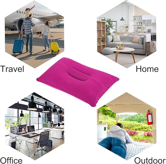 PATIKIL Inflatable Pillow, 2 Pack Ultralight Camping Travel Pillow Desk Rest Neck Support for Hiking Backpacking Office, Pink Dark Blue