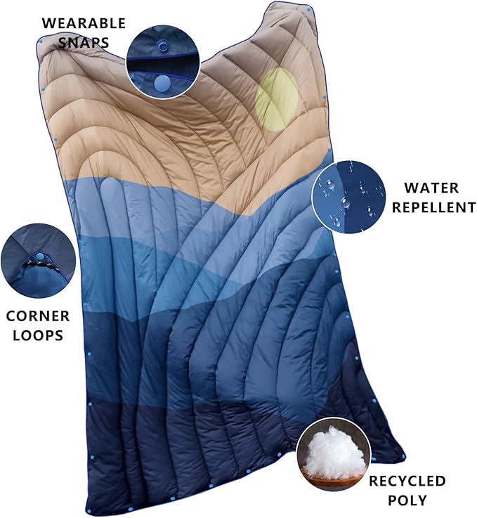 Camping Blanket,Lightweight Down Alternative Puffy Printed Camping Blanket Packable Outdoor Blanket for Camping,Traveling, Stadium, Hiking, Picnics