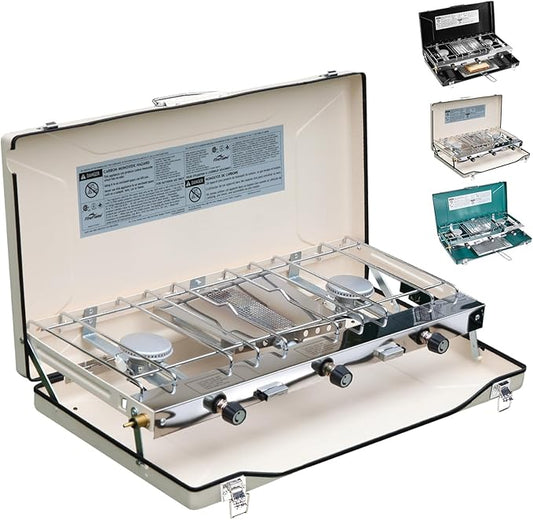Camping Stove 3 Burner 20400 BTU Propane Portable Stove with Regulator, Toast Tray, Windshield for Car Camping BBQ Picnics Outdoor Cooking Camping Gas Stove