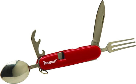 Texsport Multi-Function Pocket Knife with integrated Fork Spoon and bottle opener