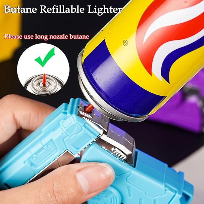 Torch Lighter, Foldable Cool Design Lighters, Windproof Adjustable Jet Flame Lighter Butane Refillable, Great Gifts for Men Women, Lighters for Candle, Kitchen, Camping, BBQ(Without Gas)-Purple