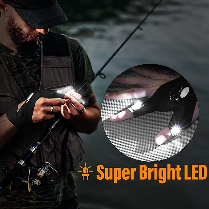 Gifts for Men Dad Boyfriend Husband Him Fathers Day Birthday, LED Flashlight Gloves, Hands Free Finger Lights Cool Gadgets for Repairing Fishing Grilling Camping, Unique Men Gift
