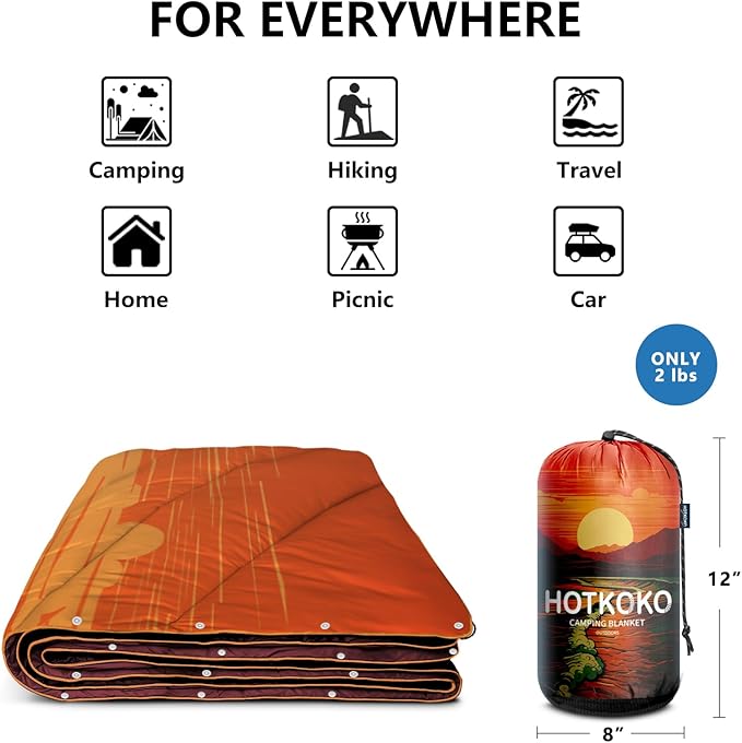Camping Blanket,Lightweight Down Alternative Puffy Printed Camping Blanket Packable Outdoor Blanket for Camping,Traveling, Stadium, Hiking, Picnics