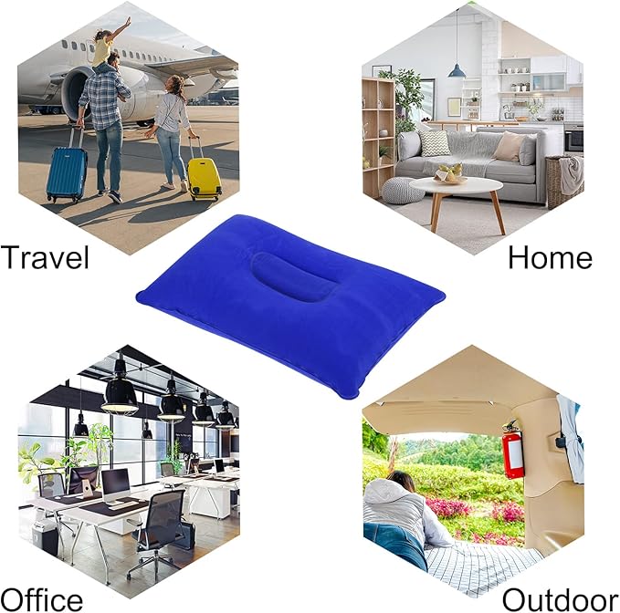 PATIKIL Inflatable Pillow, 2 Pack Ultralight Camping Travel Pillow Desk Rest Neck Support for Hiking Backpacking Office, Red Blue