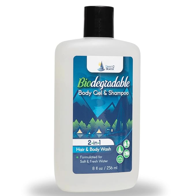 Biodegradable Camping Companion - Organic Fragrance-Free Body Wash and Shampoo for Fresh & Salt Water, Travel Size, Forumalted for Nature