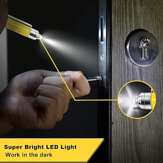 9 in 1 Multitool Pen, Stocking Stuffers Gifts Unique Christmas Birthday Multi Tool Pen for Men Dad Husband Who Have Everything, Cool Gadgets Pocket Multi Tool (Black)