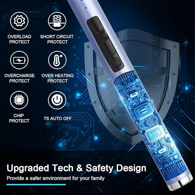 ARECTECH Lighter Rechargeable Lighter Electric Lighter Candle Lighter Arc Plasma Lighters for Candle Kitchen Camping Type-C Blue