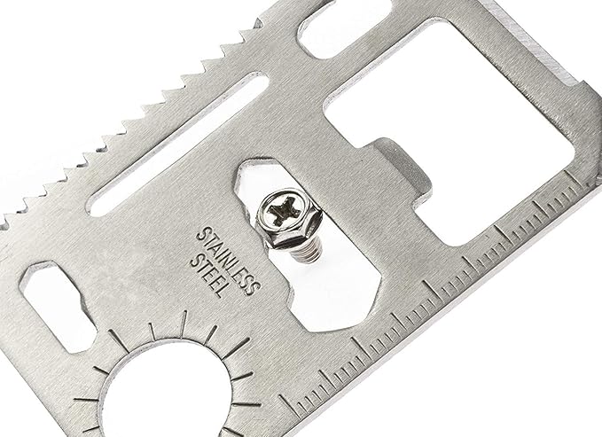 Stainless Steel Survival Pocket Tool - 11-in-1 Multipurpose Silver Beer Bottle Opener/Portable Wallet Pocket Size/Gifts for Men and Women(4-Pack)