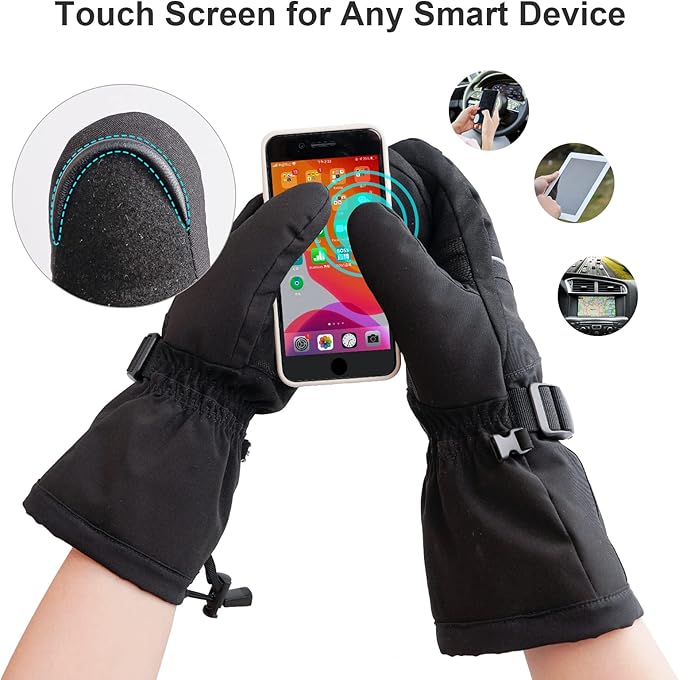 SNOW DEER Heated Gloves Electric Upgraded Men Women 7.4V Rechargeable Battery Gloves,Heated Motorcycle Glove Mittens