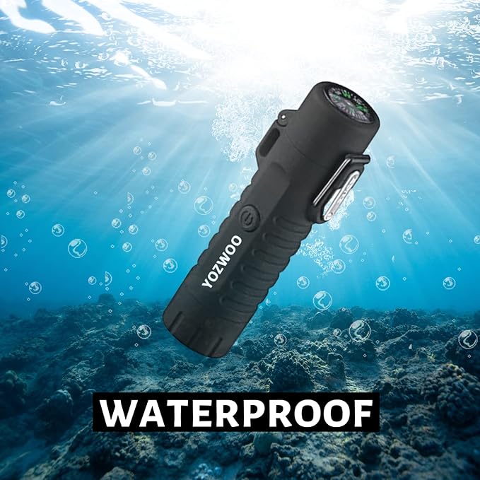 YOZWOO Electronic Lighter Rechargeable USB Lighter Plasma Dual Arc Lighter Flameless Windproof Waterproof Lighter with Flashlight Compass Lanyard for Outdoor Camping Survival Tactical Gear(Black)