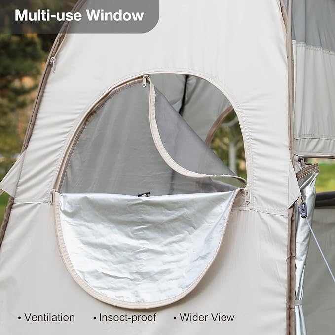 TRIPTIPS Pop Up Shower Tent with Mesh Window, Portable Toilet Privacy Tent, 6.9 FT, Removable Rain Cover/UPF 50+