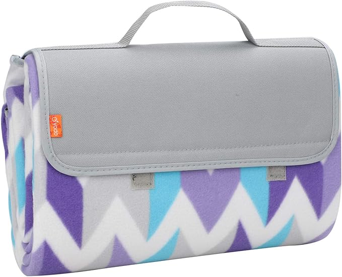 yodo Outdoor Picnic Blanket Water-Resistant for Camping Hiking Festivals, Gray Chevron