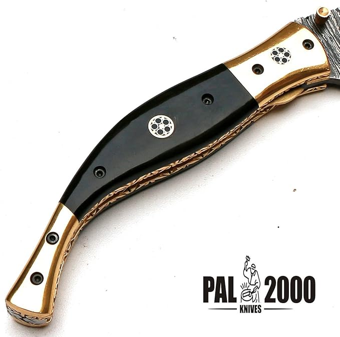 PAL 2000 KNIVES POC-8735 Best Handmade Damascus Pocket Knife Beautiful Folding Knife With Sheath 10 Inch