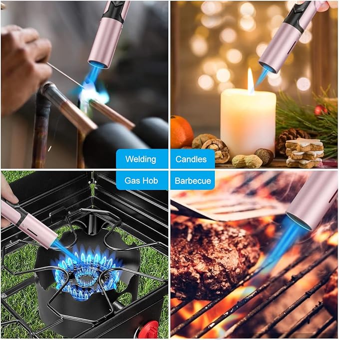 Torch Lighters, Candle Lighters 2 Pack, Butane Lighters, Multipurpose Windproof Butane Refillable Gas Torch Lighter, Jet Flame Mini Torch Lighter for Grills, Fireplaces, Camping. (Butane Not Included)