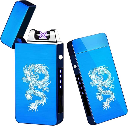 Arc Lighter, Smart Electric Lighter, USB Rechargeable Lighter Windproof Flameless Lighter Lightweight Plasma Lighter for Fire,BBQs,Fireworks,Candle,Camping - Outdoors Indoors (New-Blue Dragon)