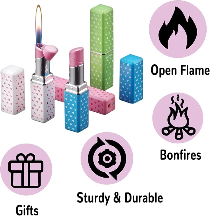 Pretty Cute Lighter Butane, Carving Soft Flame Lighter, Unique for Women Candles Gifts Camping BBQ (No Butane Fule) (03#)