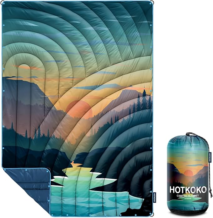 Camping Blanket,Lightweight Down Alternative Puffy Printed Camping Blanket Packable Outdoor Blanket for Camping,Traveling, Stadium, Hiking, Picnics