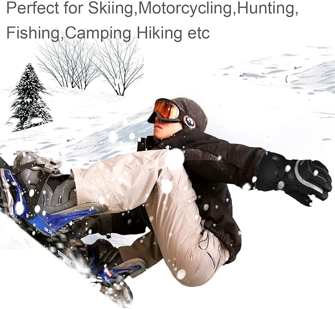 SNOW DEER Heated Gloves Electric Upgraded Men Women 7.4V Rechargeable Battery Gloves,Heated Motorcycle Glove Mittens