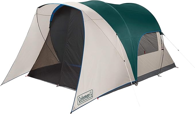 Coleman Weatherproof 4-Person Cabin Tent with Screened Porch, Screen Room Adds 35% More Space, Rainfly Included, 10-Minute Setup