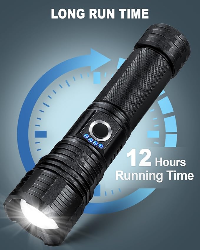 3 Pack Flashlights High Lumens Rechargeable, 990,000 Lumens Super Bright Flashlight with 5 Modes, High Powered Flash Light, Handheld LED Flashlights for Home Camping, IPX6 Waterproof