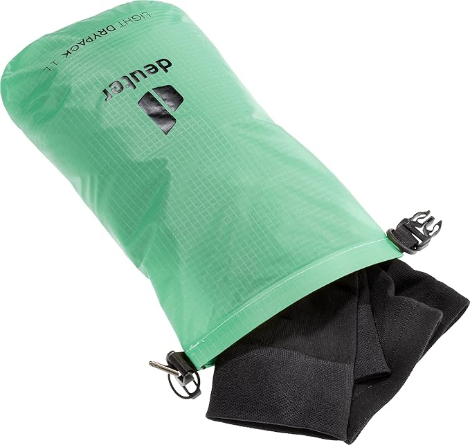 Deuter Light Drypack 1, Water-Resistant 1-Liter Ripstop Roll-Top Dry Pack Sack Keeps Gear Dry for Hiking, Trekking, Camping & Kayaking - Spearmint