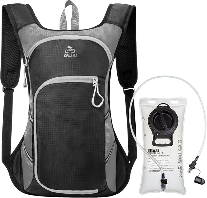 Zacro Hydration Backpack, Upgraded Leak Proof Hiking Backpack with 2L/3L TPU Water Bladder, Water Backpack for Running Hiking Biking Climbing, Lightweight Hydration Pack for Men & Women