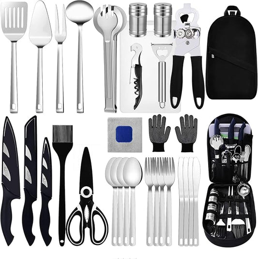 Camping Essentials Camping Accessories Gear Must Haves Camper Tent Camping Kitchen Rv Cooking Set Camping Cooking Utensils Set Supplies Gadgets Outdoor Stove Portable Picnic Gifts BBQ Stuff