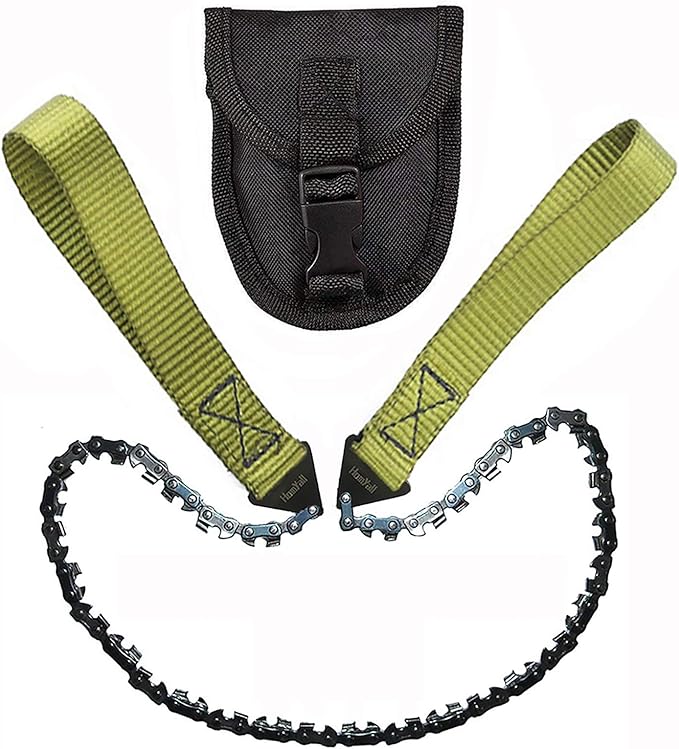24" Pocket Chainsaw 3x Faster With CUTTING BLADE ON EVERY LINK-Best Pocket Saw for Wood Cutting Outdoor Hiking Camping Survival Gear Garden Work With Pouch- Bonus Front Snap Carrying Case