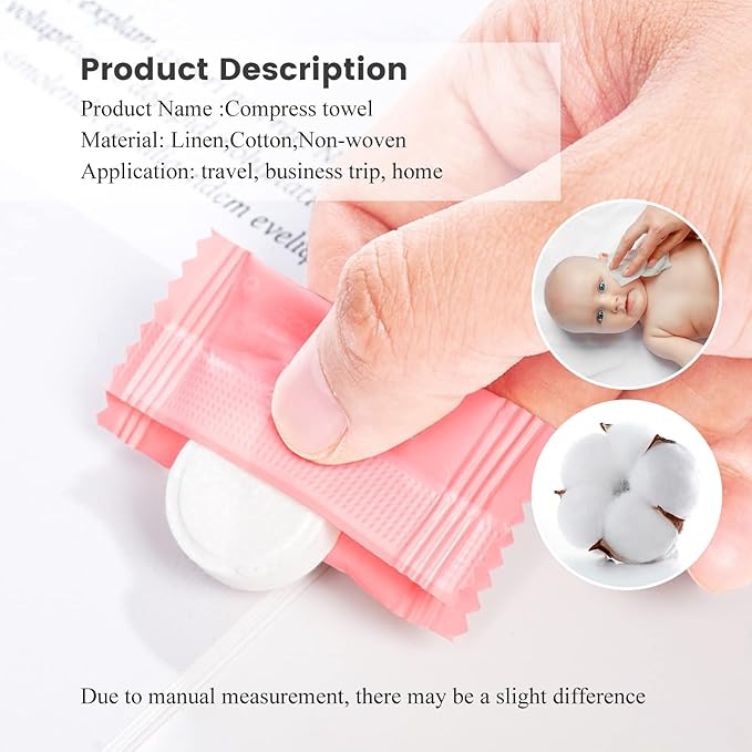 GXF Compressed Towel, Portable Cotton Hypoallergenic Travel Washcloths Tablet Coin Wipes Dehydrated Expandable for Camping Hiking Home