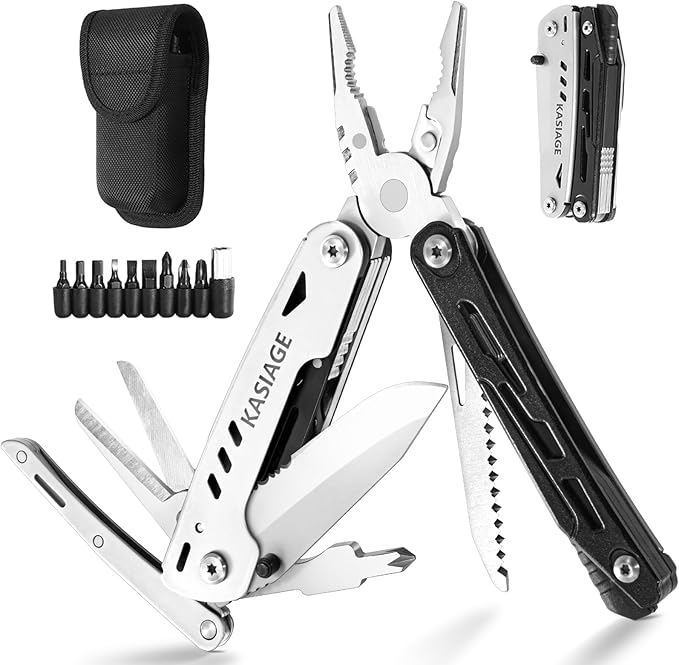 Multitool Pliers 19-in-1 Stainless Steel Multi Tool Pocket Knife with Detachable Scissors Foldable Multitools with Saw Bottle Opener Screwdrivers for Outdoor Survival Camping Hiking Gift for man Dad
