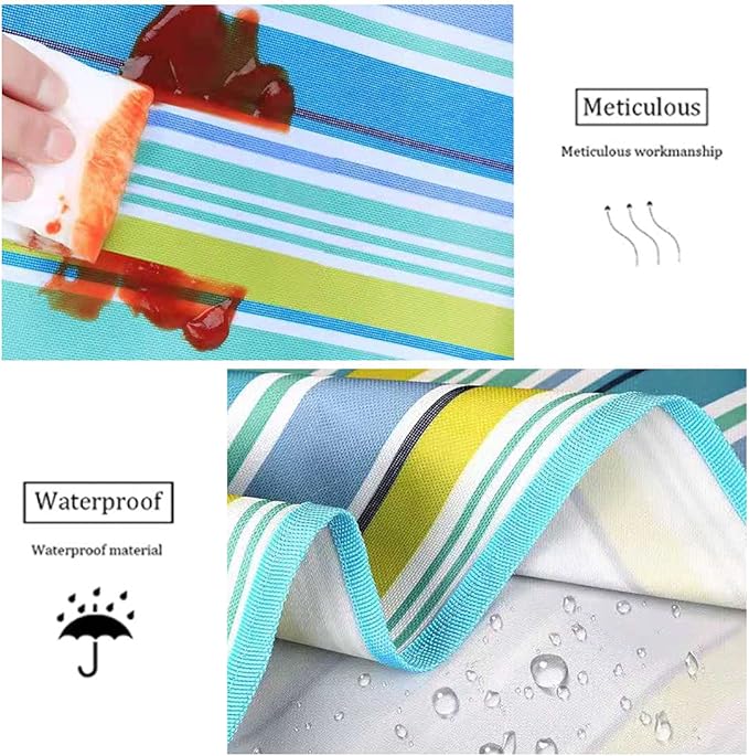 Picnic Blanket | Beach Mat|Picnic Blanket for Indoor and Outdoor, 80" x 57" Sandproof Waterproof Larger Mat for Beach, Travel, Camping, Hiking, Park Grass,Handy Mat Tote, Foldable (Blue Line) …