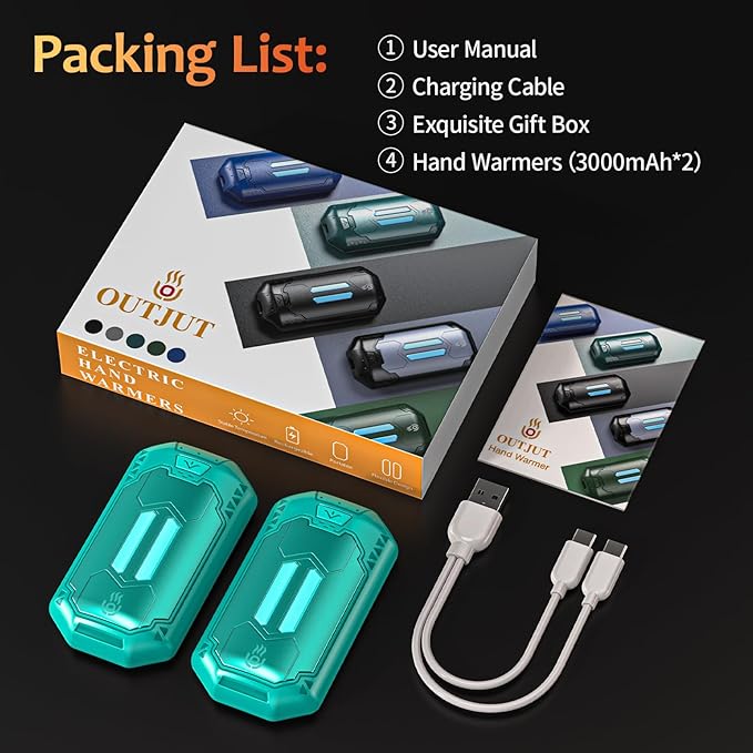 AI Hand Warmers Rechargeable 2 Pack, 6000mAh Electric Hand Warmers with 3 Heat Settings 20Hrs Long Lasting Portable Pocket Heater for Outdoor Camping, Hunting, Golf, Winter Gifts