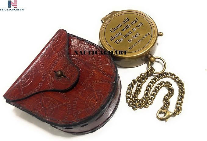 Brass Pocket Compass Grow Old Along with Me Engraving Compass, Valentine Gift, Birthday, Long Distance, Love, Sorry, Keepsakes, Old Memories, Love Momentos