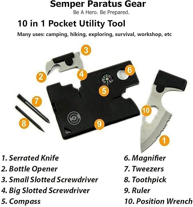 Gear Gifts for men MultiTools - 10 in 1 Credit Card Pocket Multi Tool for everyday use - Group, Team, Employee gifts - Velvet Gift Bag Included! (10 Pack)