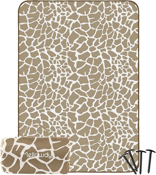 Mellowdy Companion Outdoor Printing Blanket - Waterproof, Wind-Resistant, Warm, Utility Blanket for Camping, Picnic, Stadium, Beach, Gameday, Travel, Foldable with Carrying Bag (Giraffe,55x80 inch)