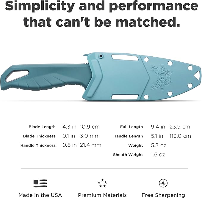 Benchmade - Undercurrent 18040S Outdoor Knife with Depth Blue Santoprene Handle (18040S)