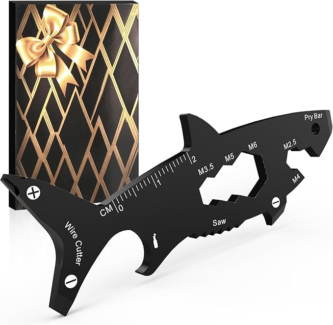 Funny Multitool Gadget Men Gift - Creative Shark-shaped 15 in 1 Small Tool for Dad Husband, Christmas Stocking Stuffer Gift Idea Boyfriend Son, Unique Gift for Birthday, Fathers Day, Valentines Day