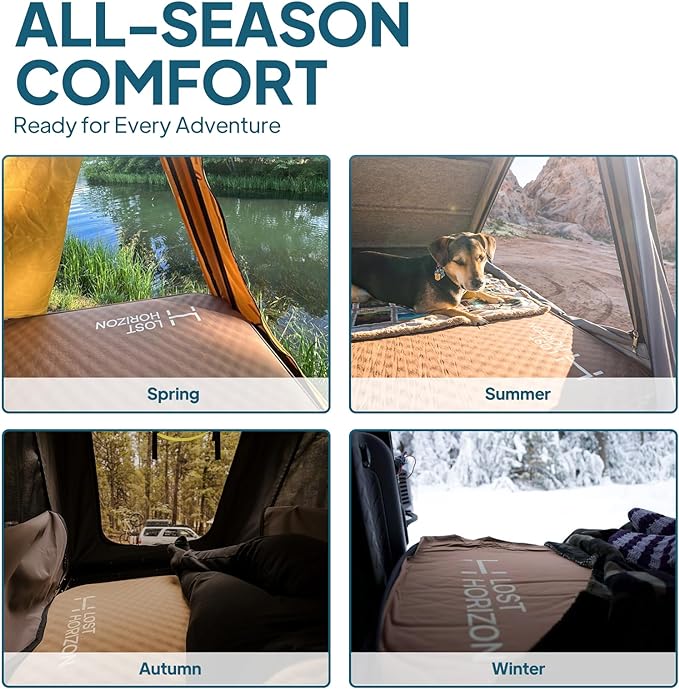 LOSTHORIZON Air & Foam Camping Mattress, Self-Inflating Sleeping Pad, 4.5" Thick, with Pump Sack, Full