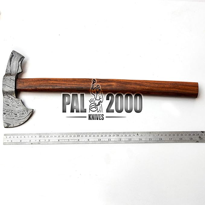 AX-9810 Custom Handmade Viking Hatchet Axe Damascus Steel Bearded Axe Camping Tomahawk Battle Axe with Sheath