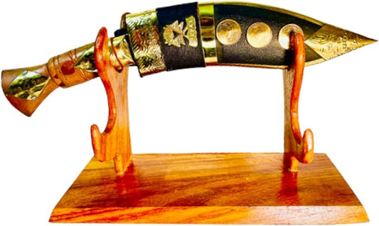 Decor Kukri Hand Forged Khukuri Blade, Full Tang Nepal Made Decorative Genuine British Kukri Knife Khukri Just For Décor Gift & Home Decoration 12" Kukri With Stand