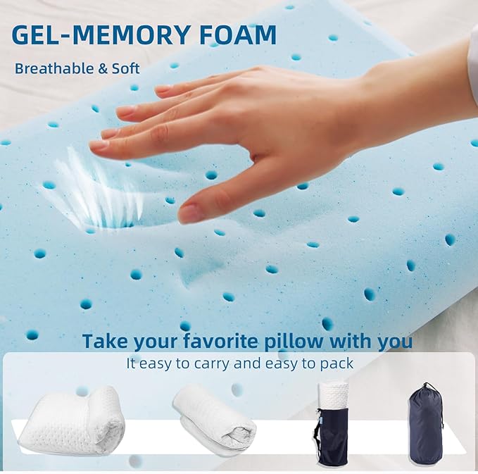 Small Travel Pillow,Memory Foam Travel & Camping Pillow for Adults with Storage Bag,Backpacking, Airplane, Car Travel,Easy to Carry Compact Portable Pillow for Sleeping with Machine Washable Cover