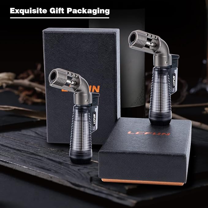 LcFun Torch Lighter 2 Pack Refillable Gas Butane Lighter Windproof Flame Lighter Single Jet Lighters Butane Torch Lighter for Candle, Campfire, Outdoor Fire Pit, Grill, Camping -Butane NOT Included