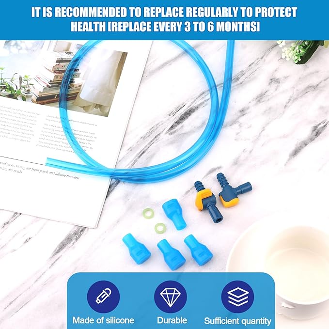 4pcs Bite Valve Replacement for Camelbak, Silicone Mouthpiece Nozzle Replacements with Straight & Angled Hose Connector O-Rings Water Pipe Tube for Hydration Bladder Cycling Camping Supplies