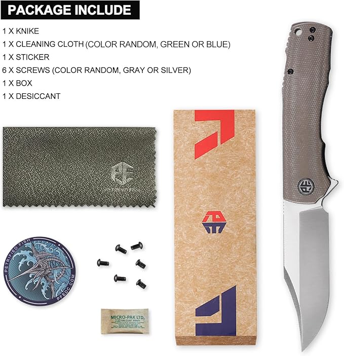 Petrified fish PFP03 Victor,3.58" K110 Satin Blade,140g Micarta Handel Flipper Liner lock Folding knife (Khaki Satin)