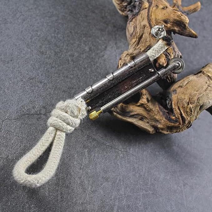 Vintage Metal Trench Lighter, Antique Windproof Rope Lighters, Portable Survival Shepherds Lighter Outdoor Camping (Silver)