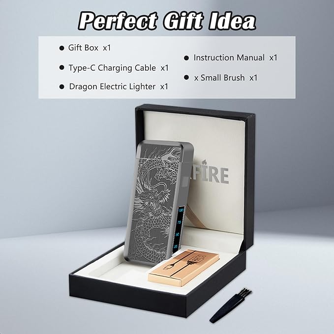 SKRFIRE Plasma Lighters Rechargeable Dragon USB Lighters, Electric Lighter Windproof Electronic Arc Flame Lighter with LED Power Display for Candle, Incense, Gifts for Men, Women(Black Dragon)