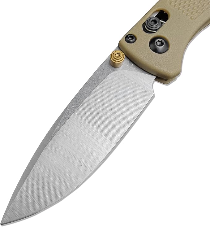 HUAAO Mini Bugout Folding Pocket Knife, Plain Edge, Thumb Stud Manual Open, Glass Reinforced Nylon Grivory Handle with Belt Clip for Camping(440C blade)